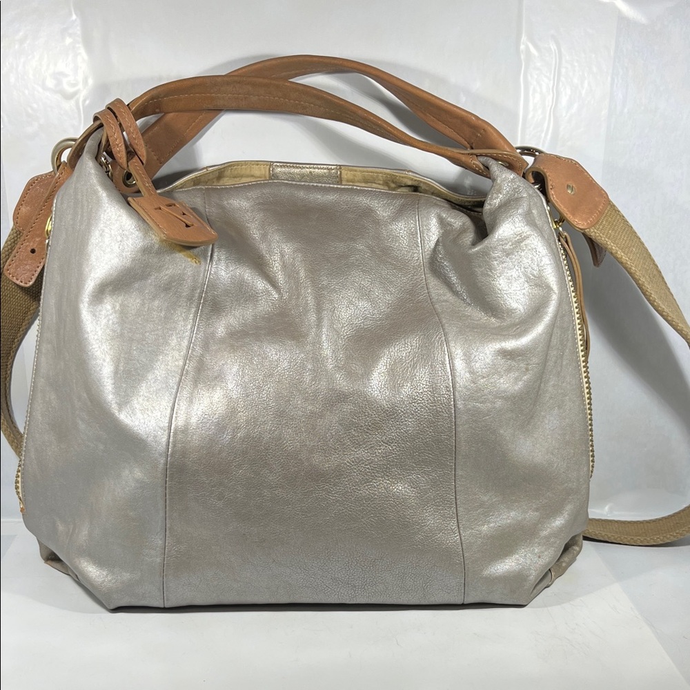 Furla Silver and Tan Shoulder Bag